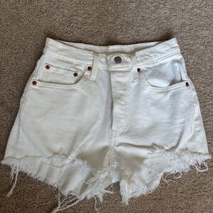 Levi's 501 White Frayed Jean Shorts